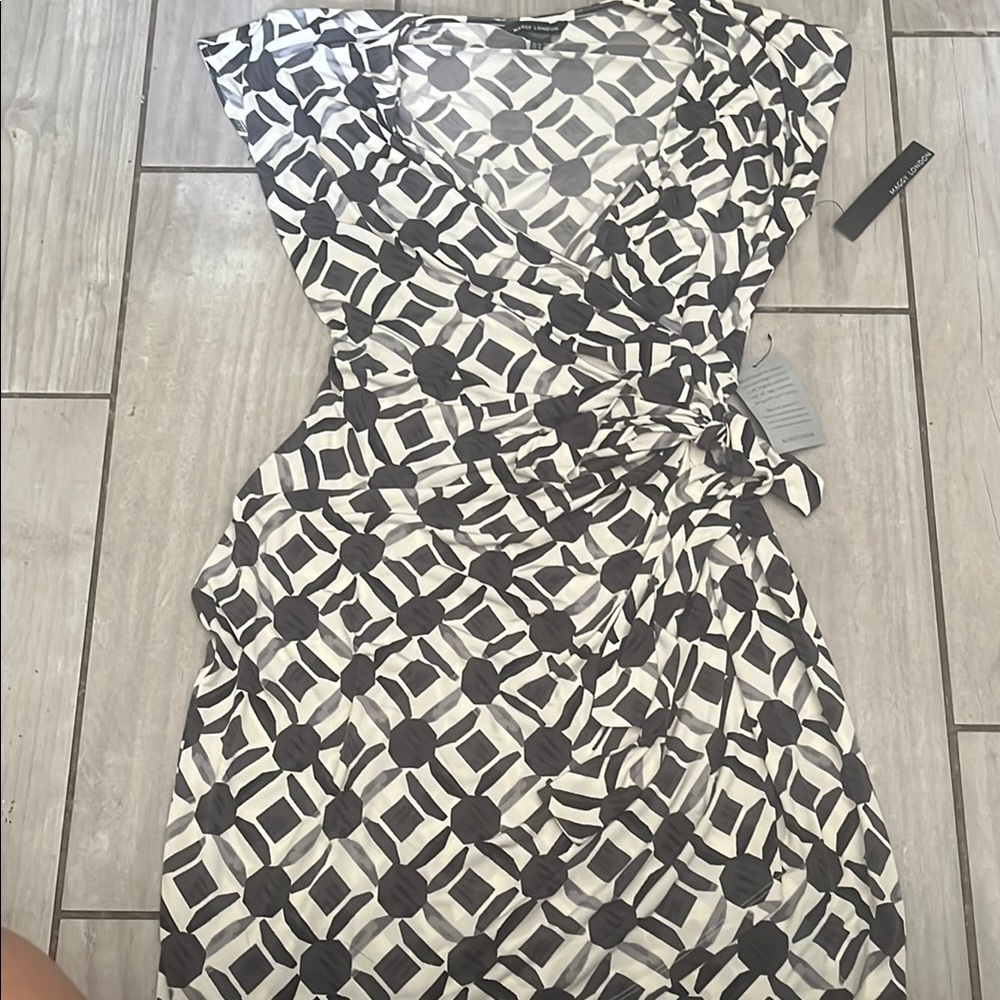 Maggy London Monochrome Patterned Midi Dress